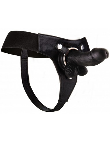Gode ceinture réaliste noir - 15 cm