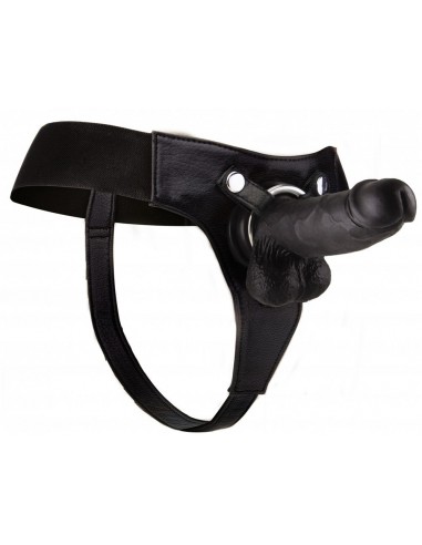 Gode ceinture réaliste noir - 20 cm